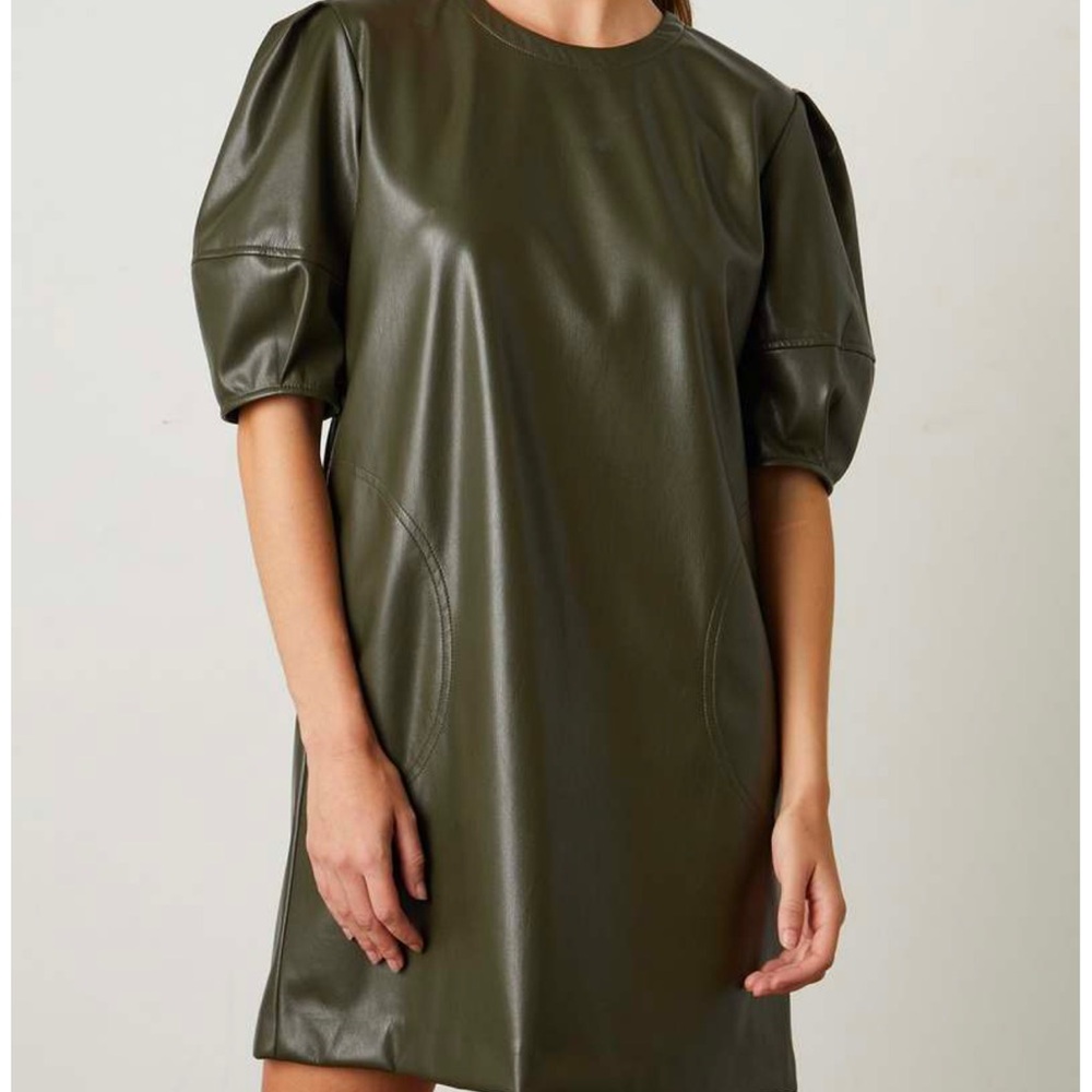 Velvet By Graham and Spencer Olive Green Leather Dress XS